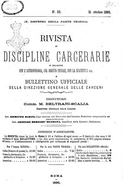 Rivista di discipline carcerarie in relazione con l'antropologia, col diritto penale, con la statistica