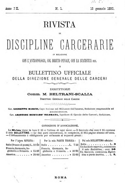 Rivista di discipline carcerarie in relazione con l'antropologia, col diritto penale, con la statistica