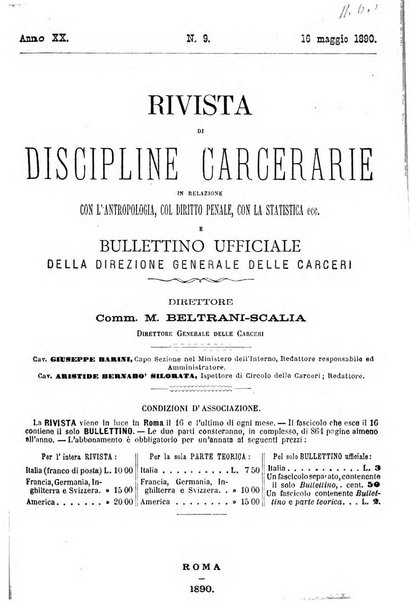 Rivista di discipline carcerarie in relazione con l'antropologia, col diritto penale, con la statistica