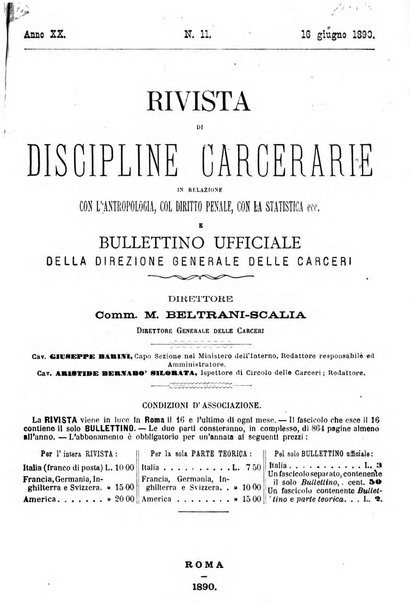 Rivista di discipline carcerarie in relazione con l'antropologia, col diritto penale, con la statistica