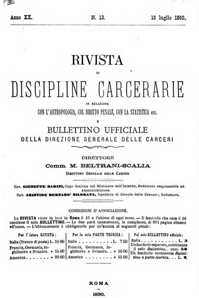 Rivista di discipline carcerarie in relazione con l'antropologia, col diritto penale, con la statistica