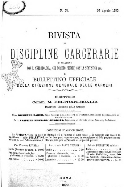 Rivista di discipline carcerarie in relazione con l'antropologia, col diritto penale, con la statistica