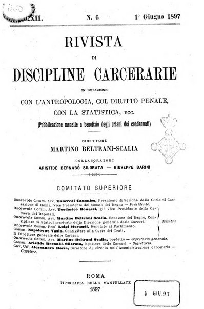 Rivista di discipline carcerarie in relazione con l'antropologia, col diritto penale, con la statistica