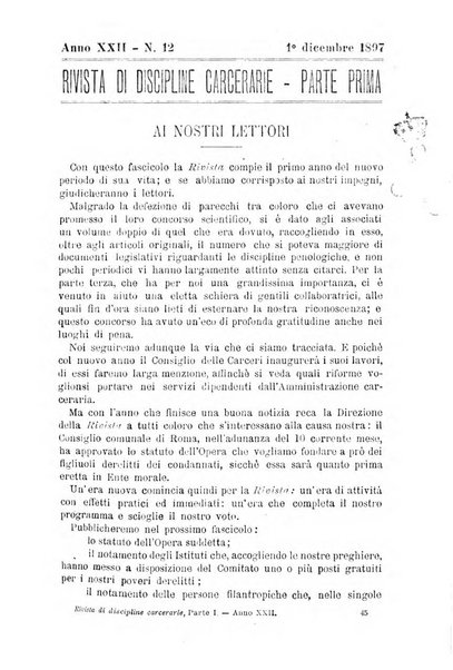 Rivista di discipline carcerarie in relazione con l'antropologia, col diritto penale, con la statistica