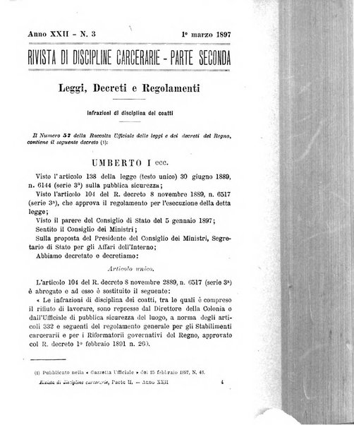 Rivista di discipline carcerarie in relazione con l'antropologia, col diritto penale, con la statistica