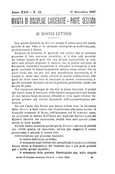 Rivista di discipline carcerarie in relazione con l'antropologia, col diritto penale, con la statistica