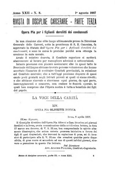 Rivista di discipline carcerarie in relazione con l'antropologia, col diritto penale, con la statistica