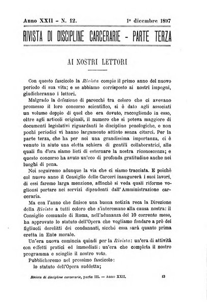 Rivista di discipline carcerarie in relazione con l'antropologia, col diritto penale, con la statistica