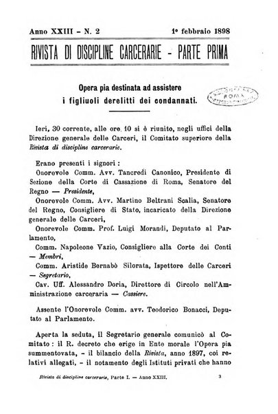 Rivista di discipline carcerarie in relazione con l'antropologia, col diritto penale, con la statistica