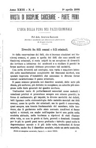 Rivista di discipline carcerarie in relazione con l'antropologia, col diritto penale, con la statistica