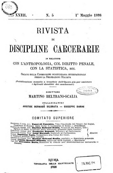 Rivista di discipline carcerarie in relazione con l'antropologia, col diritto penale, con la statistica