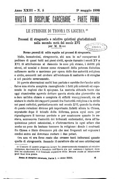 Rivista di discipline carcerarie in relazione con l'antropologia, col diritto penale, con la statistica