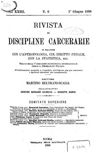 Rivista di discipline carcerarie in relazione con l'antropologia, col diritto penale, con la statistica