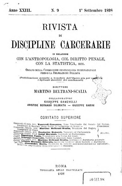 Rivista di discipline carcerarie in relazione con l'antropologia, col diritto penale, con la statistica