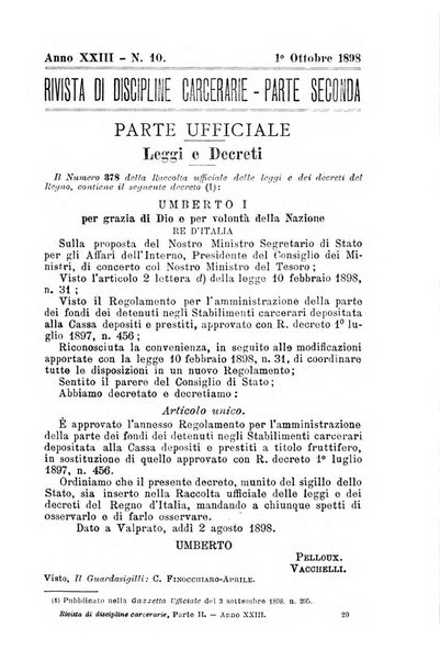 Rivista di discipline carcerarie in relazione con l'antropologia, col diritto penale, con la statistica