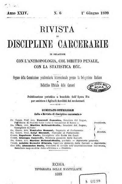 Rivista di discipline carcerarie in relazione con l'antropologia, col diritto penale, con la statistica