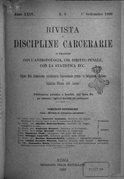 Rivista di discipline carcerarie in relazione con l'antropologia, col diritto penale, con la statistica