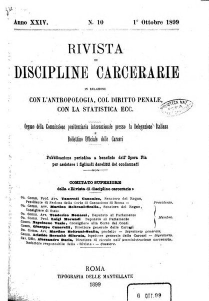 Rivista di discipline carcerarie in relazione con l'antropologia, col diritto penale, con la statistica