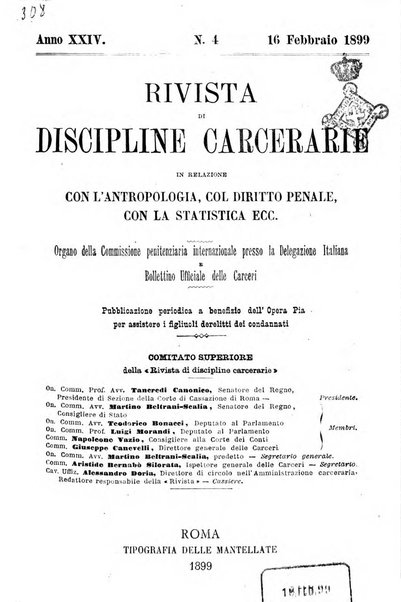 Rivista di discipline carcerarie in relazione con l'antropologia, col diritto penale, con la statistica