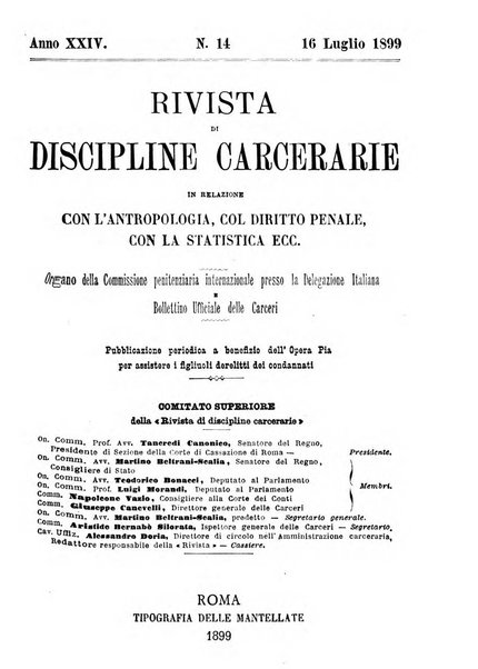 Rivista di discipline carcerarie in relazione con l'antropologia, col diritto penale, con la statistica