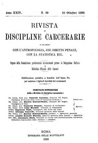 Rivista di discipline carcerarie in relazione con l'antropologia, col diritto penale, con la statistica