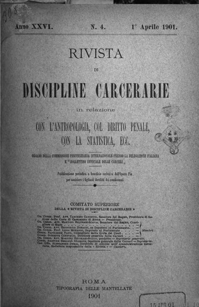 Rivista di discipline carcerarie in relazione con l'antropologia, col diritto penale, con la statistica