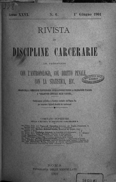 Rivista di discipline carcerarie in relazione con l'antropologia, col diritto penale, con la statistica