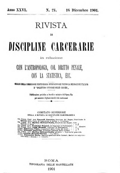 Rivista di discipline carcerarie in relazione con l'antropologia, col diritto penale, con la statistica