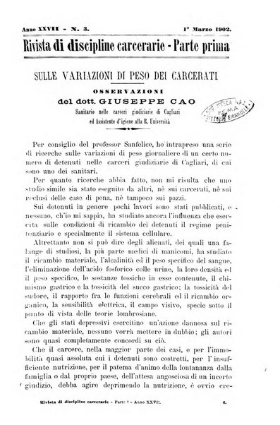 Rivista di discipline carcerarie in relazione con l'antropologia, col diritto penale, con la statistica