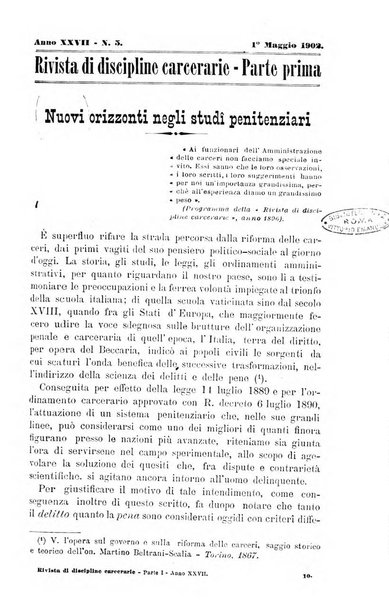 Rivista di discipline carcerarie in relazione con l'antropologia, col diritto penale, con la statistica