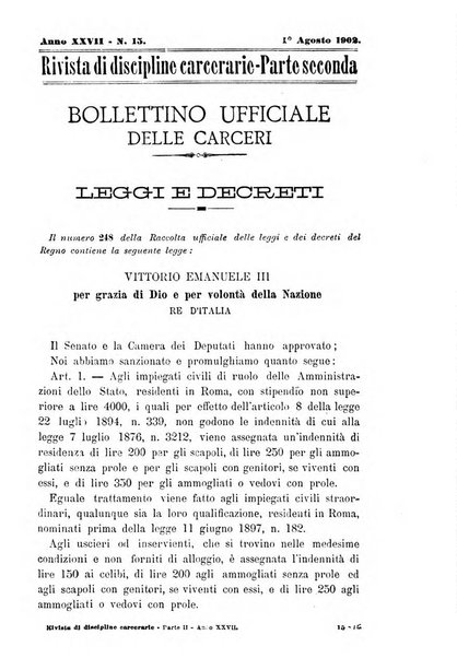 Rivista di discipline carcerarie in relazione con l'antropologia, col diritto penale, con la statistica