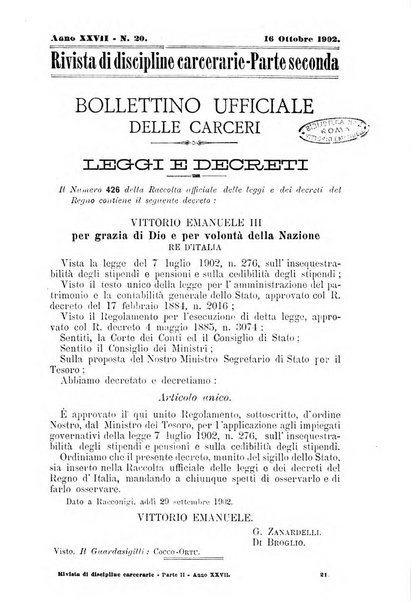 Rivista di discipline carcerarie in relazione con l'antropologia, col diritto penale, con la statistica