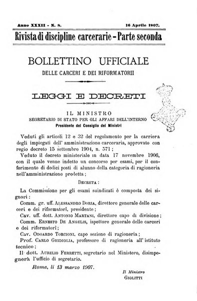 Rivista di discipline carcerarie in relazione con l'antropologia, col diritto penale, con la statistica