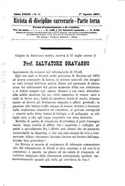 Rivista di discipline carcerarie in relazione con l'antropologia, col diritto penale, con la statistica