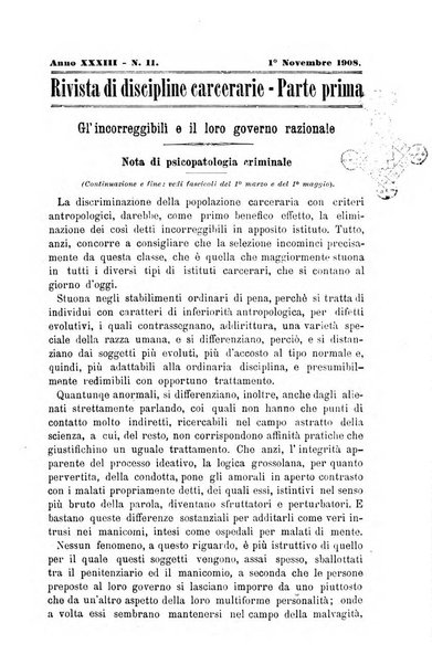 Rivista di discipline carcerarie in relazione con l'antropologia, col diritto penale, con la statistica