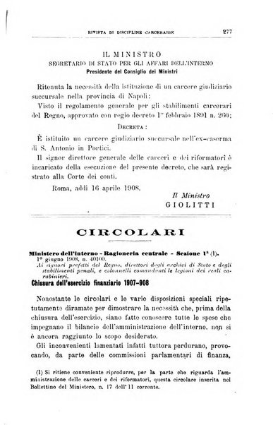 Rivista di discipline carcerarie in relazione con l'antropologia, col diritto penale, con la statistica