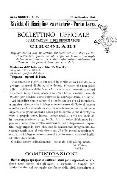 Rivista di discipline carcerarie in relazione con l'antropologia, col diritto penale, con la statistica