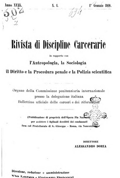 Rivista di discipline carcerarie in relazione con l'antropologia, col diritto penale, con la statistica