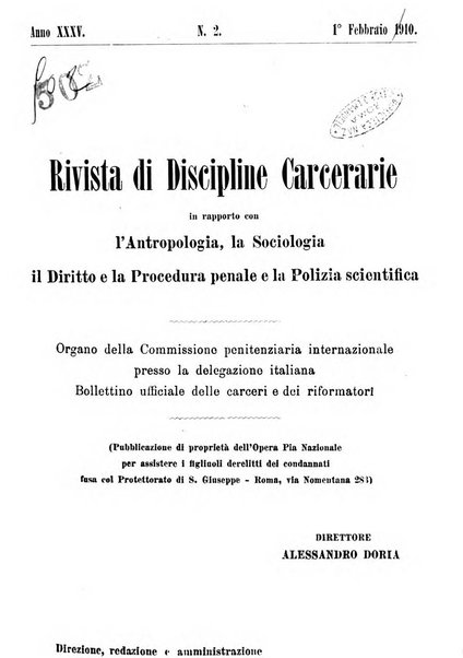 Rivista di discipline carcerarie in relazione con l'antropologia, col diritto penale, con la statistica