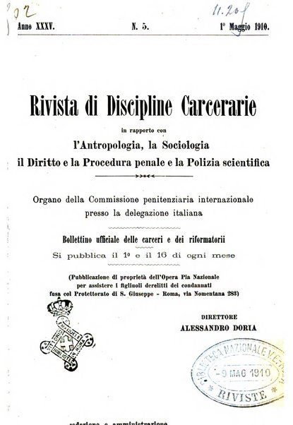 Rivista di discipline carcerarie in relazione con l'antropologia, col diritto penale, con la statistica