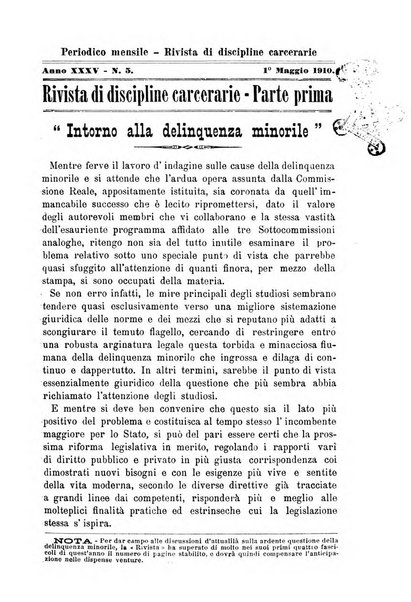 Rivista di discipline carcerarie in relazione con l'antropologia, col diritto penale, con la statistica