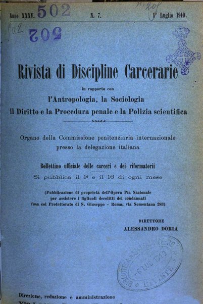 Rivista di discipline carcerarie in relazione con l'antropologia, col diritto penale, con la statistica