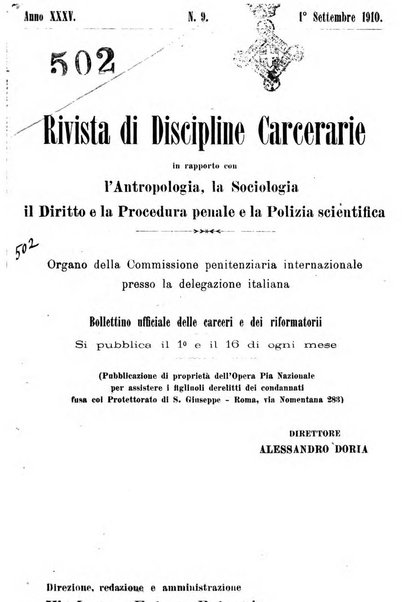 Rivista di discipline carcerarie in relazione con l'antropologia, col diritto penale, con la statistica