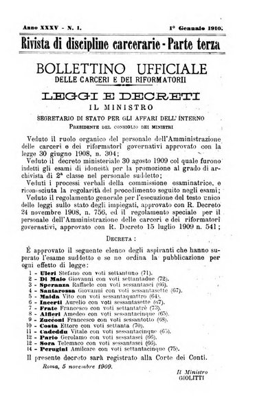 Rivista di discipline carcerarie in relazione con l'antropologia, col diritto penale, con la statistica