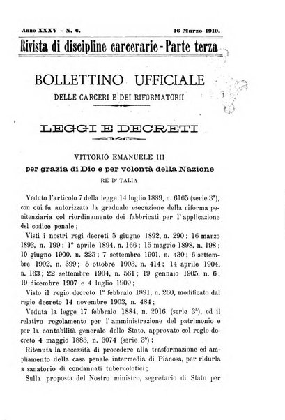 Rivista di discipline carcerarie in relazione con l'antropologia, col diritto penale, con la statistica