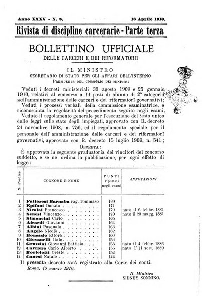 Rivista di discipline carcerarie in relazione con l'antropologia, col diritto penale, con la statistica