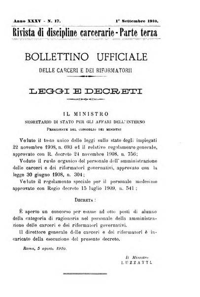 Rivista di discipline carcerarie in relazione con l'antropologia, col diritto penale, con la statistica