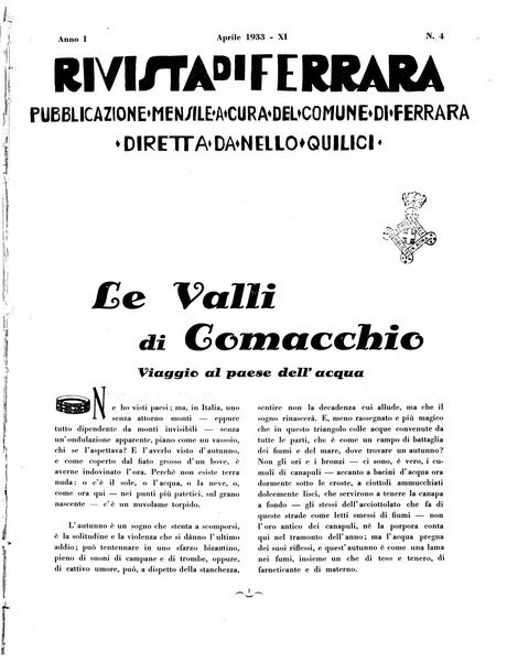 Rivista di Ferrara pubblicazione mensile a cura del Comune di Ferrara diretta da Nello Quilici