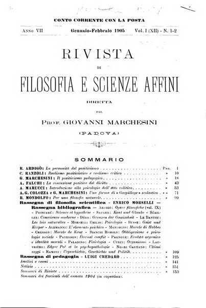 Rivista di filosofia e scienze affini periodico mensile