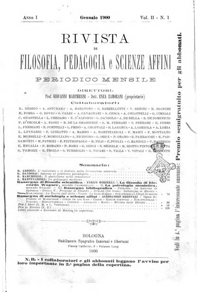 Rivista di filosofia, pedagogia e scienze affini periodico mensile